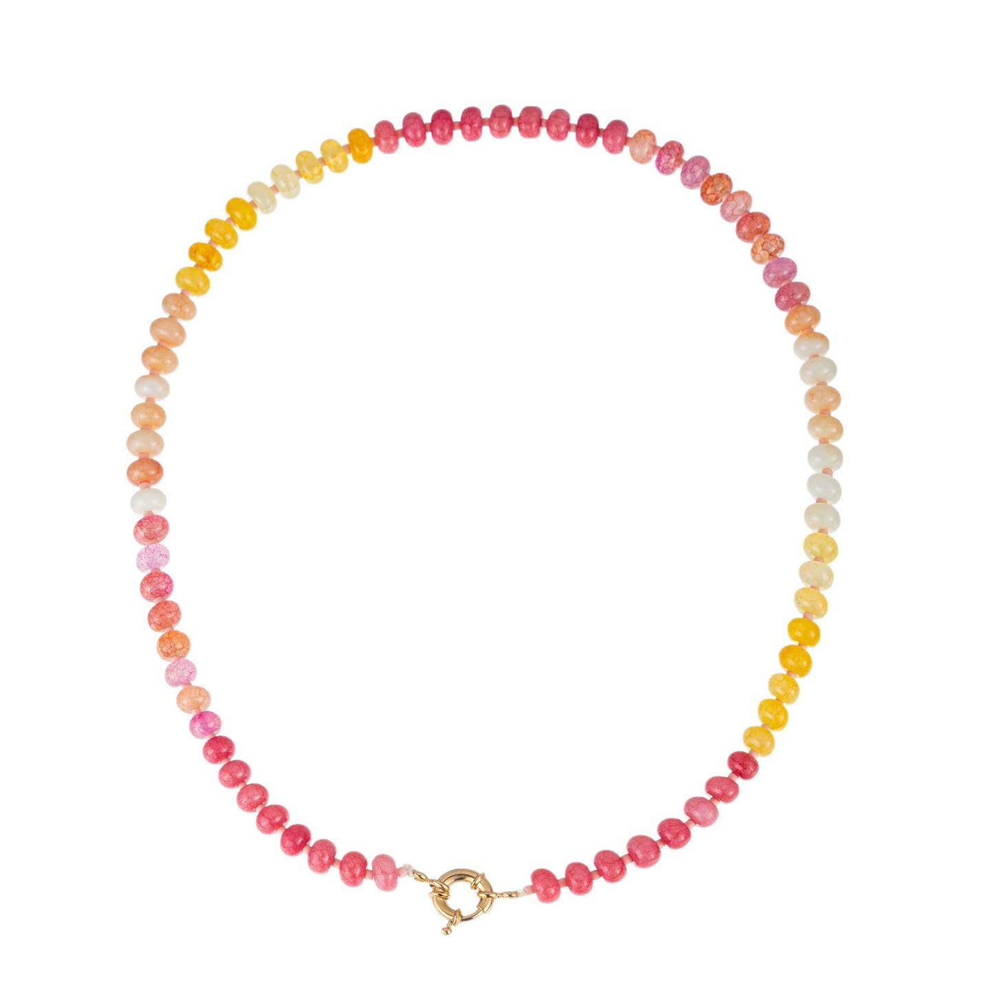 Natural Agate Glass Semi Precious Bead Necklace