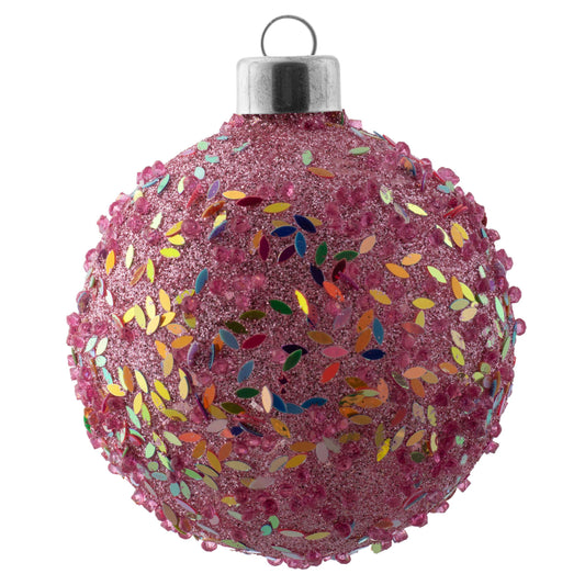 Glittered Confetti Glass Pink Ornament