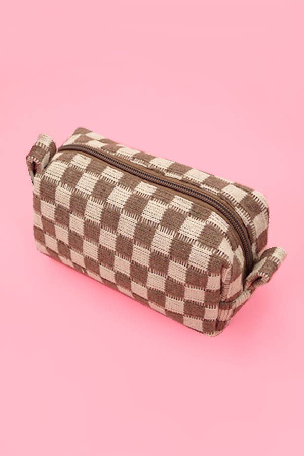 Checker Makeup Cosmetic Pouch Bag