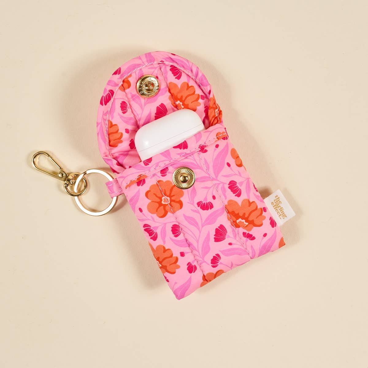 Puffy Earbud Case–Poppin' Petals Hot Pink