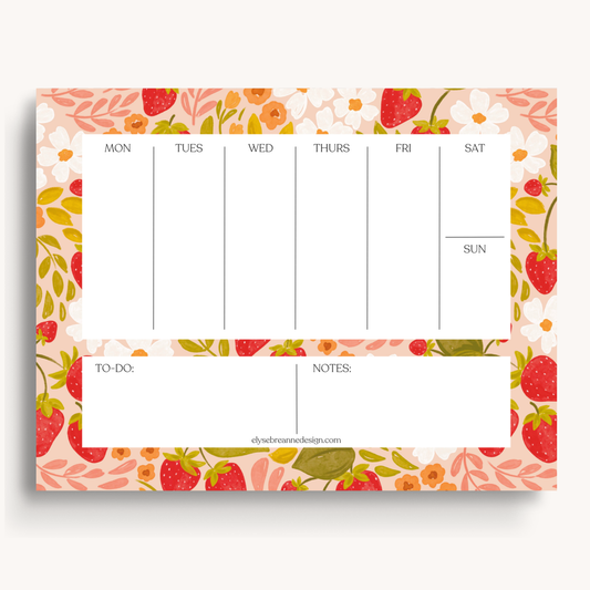 Strawberry Patch Weekly Planner Notepad