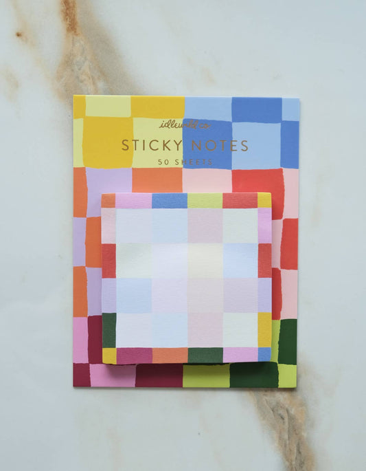 Rainbow Check Sticky Notepad