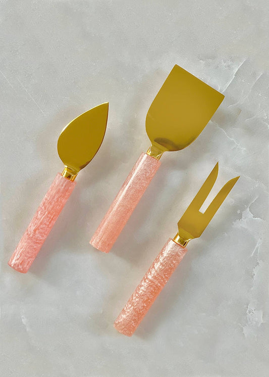 Pink Resin & Steel Cheese Tools