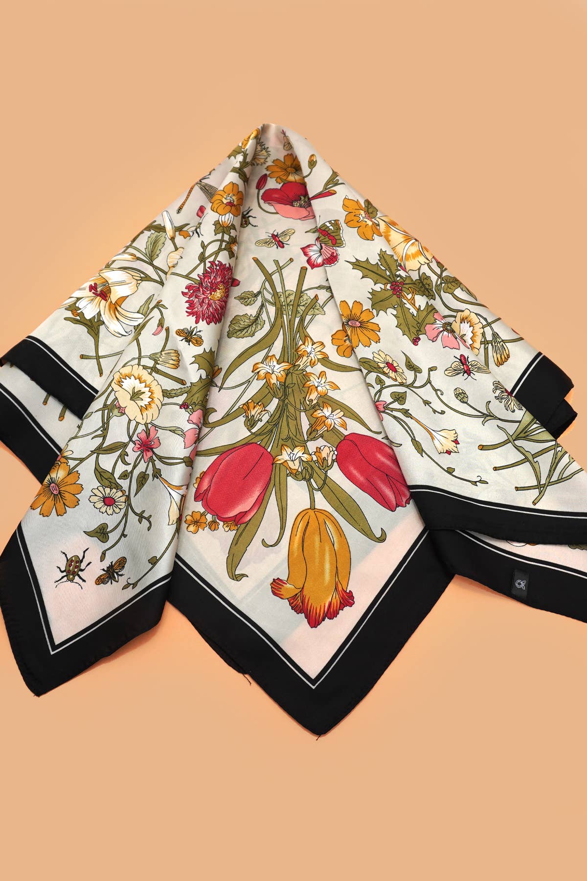 Botanical Print Silky Feel Bandana Scarf