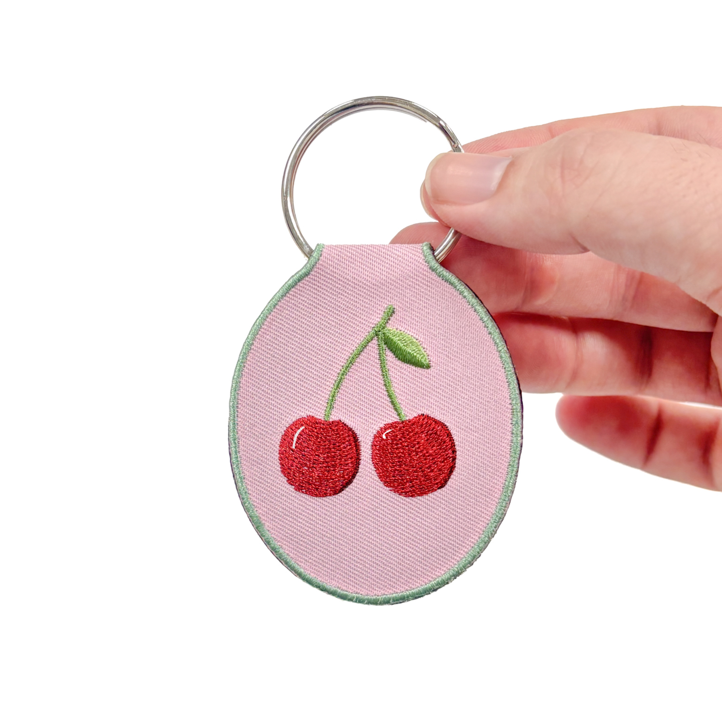 Cherry Embroidered Keychain