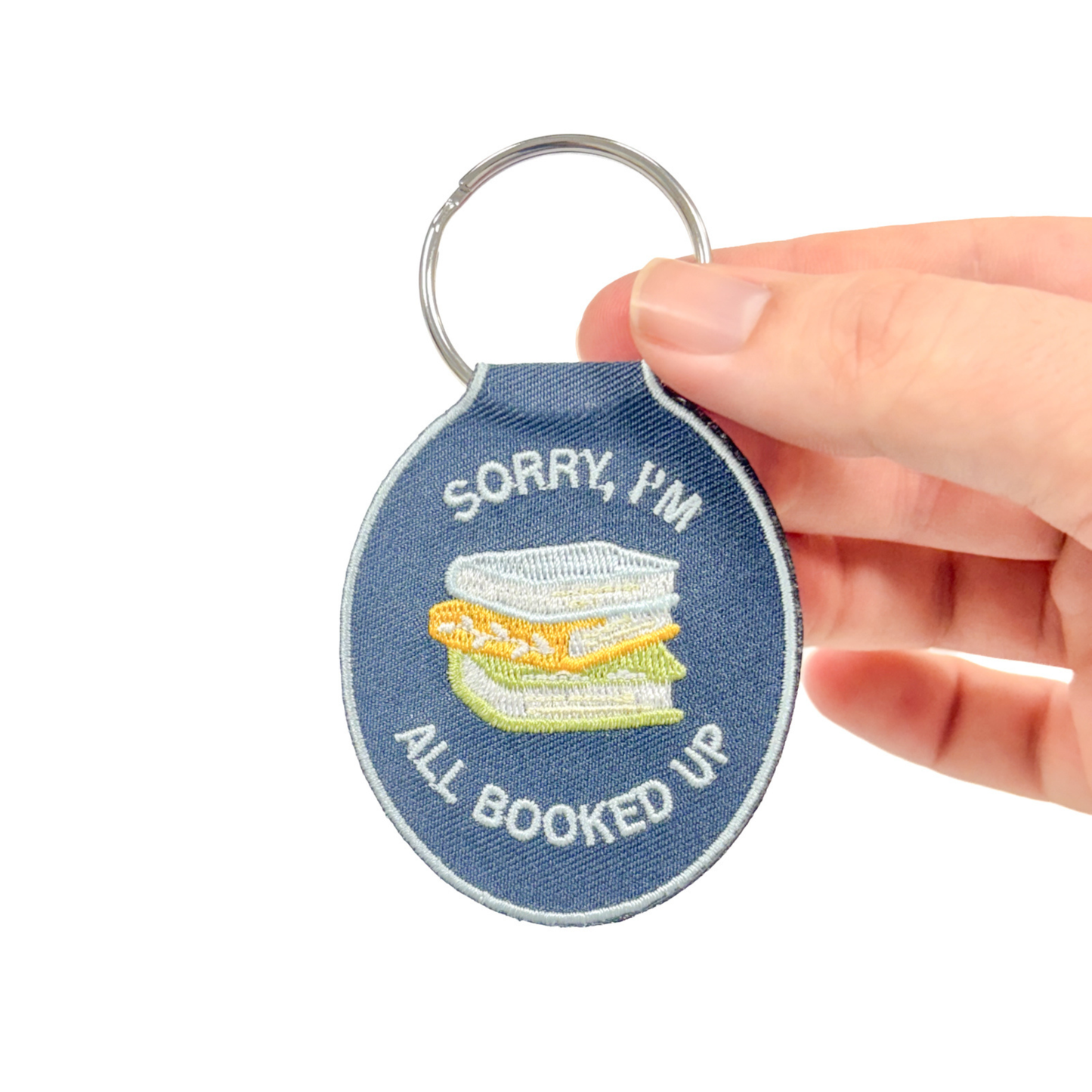 All Booked Up Embroidered Keychain