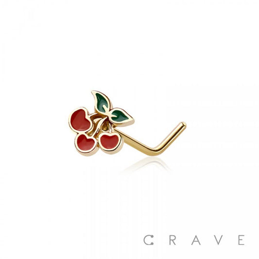 Cherries L-Shaped Nose Stud