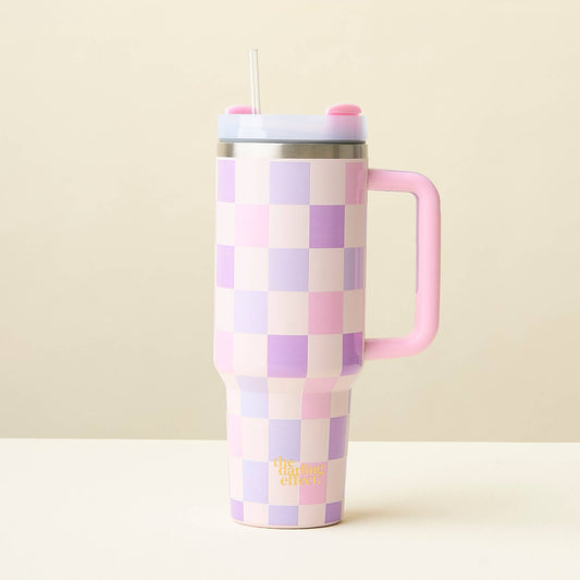 Purple Checker Take Me Everywhere Tumbler - 40 oz