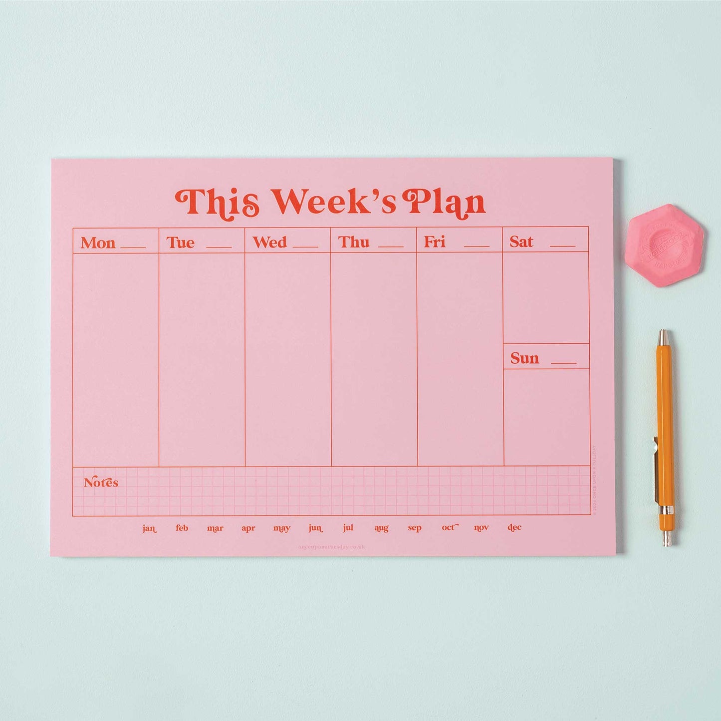 Pink & Red Weekly Planner Pad