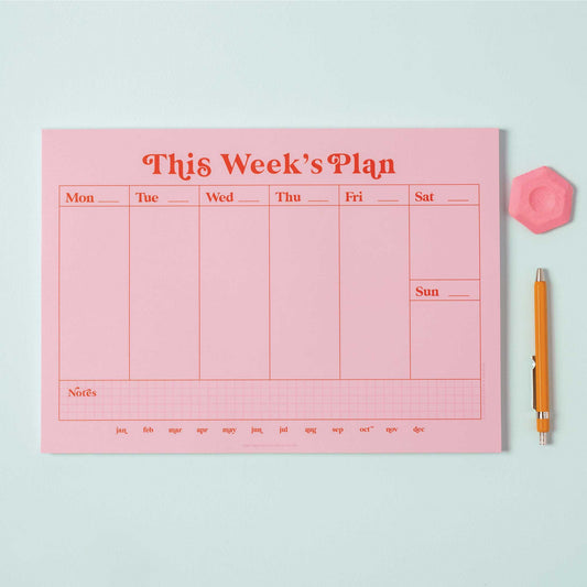 Pink & Red Weekly Planner Pad