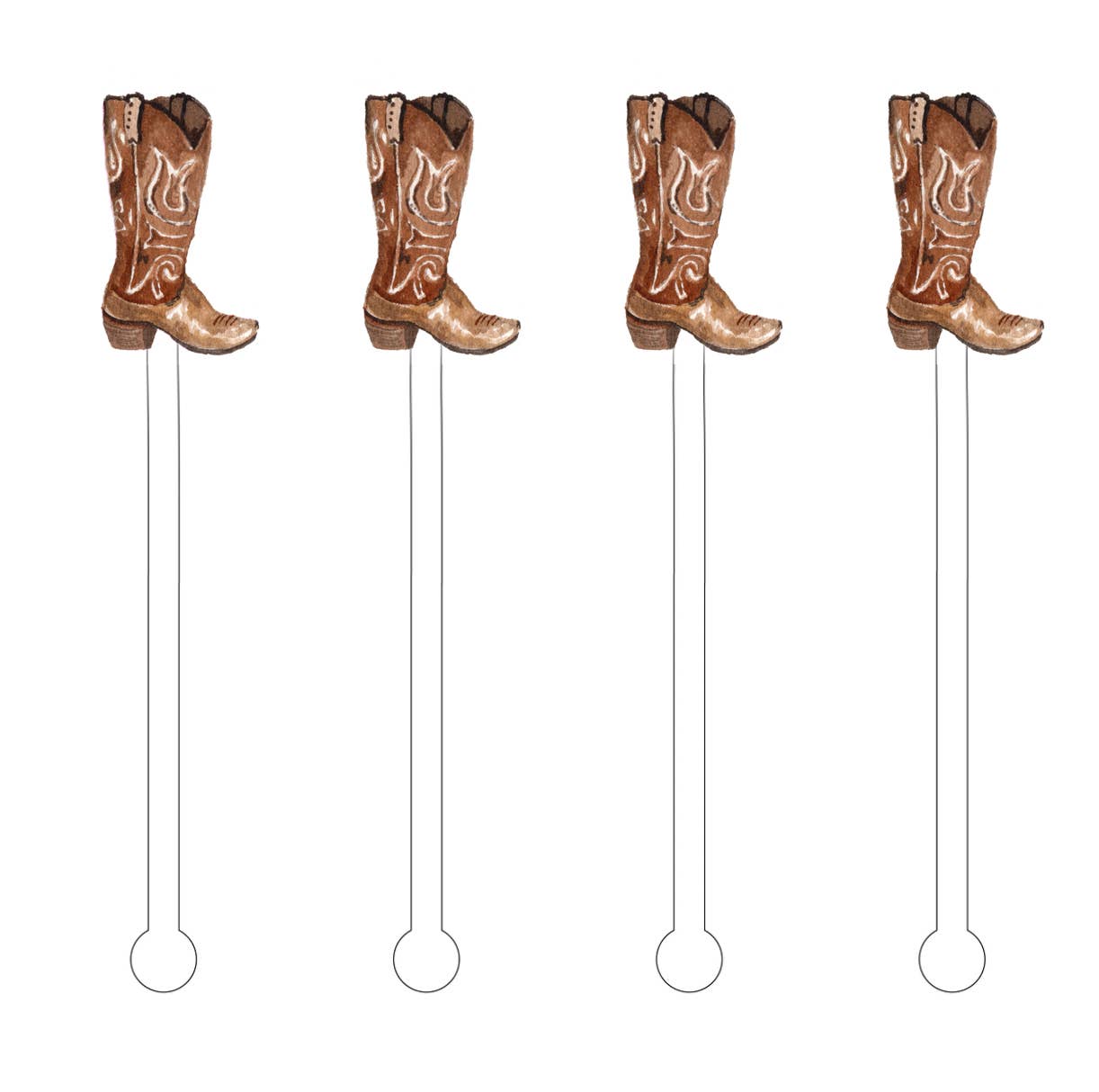 Cowboy Boots Acrylic Stir Sticks Drink Stirrers