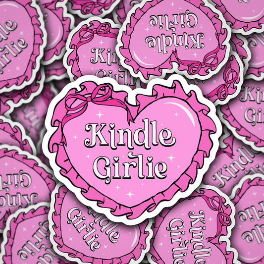 Kindle Girlie Pink Heart Vinyl Decal