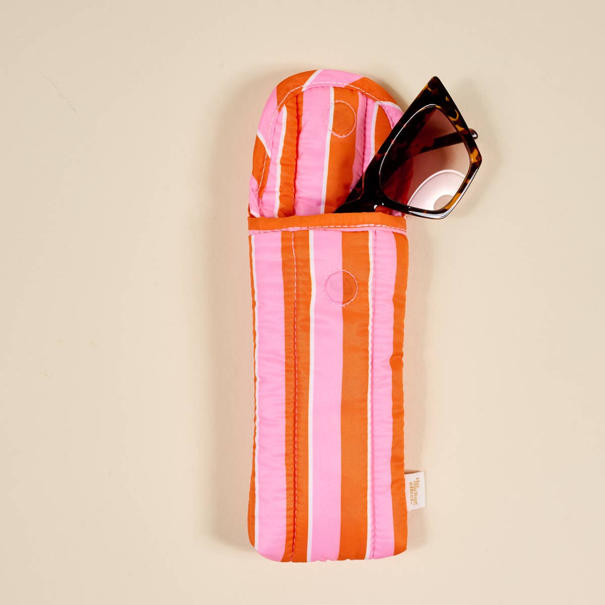 Puffy Sunglasses Case–Sicily Stripes Pink