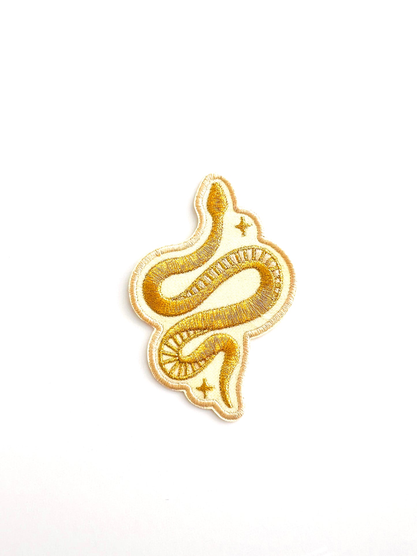 Metallic Gold Snake Embroidered Iron-on Patch