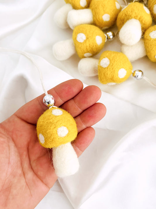Yellow Felt Mushroom Car Hanger