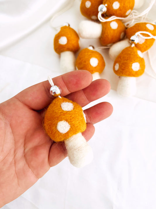 Orange Felt Mushroom Car Hanger